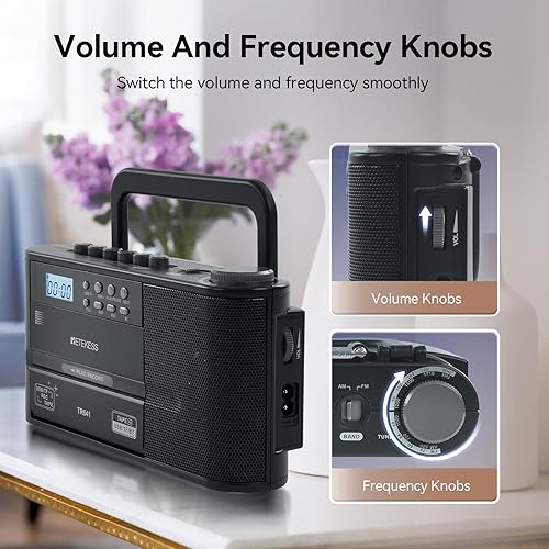 Miniatura 7 de Retekess Grabador de cassette TR641, convertidor de casete a digital, radio AMFM, Boombox con conector para auriculares, USBTF, conexión