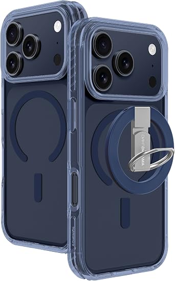 AMAZINGthing for iPhone 17 Pro Max [Titan Pro Case Grip Ring Set]. Designed for MagSafe Accessories, 12FT Drop Proof, Magnetic Phone Cover, Anti Yellowing, Transparent, Blue