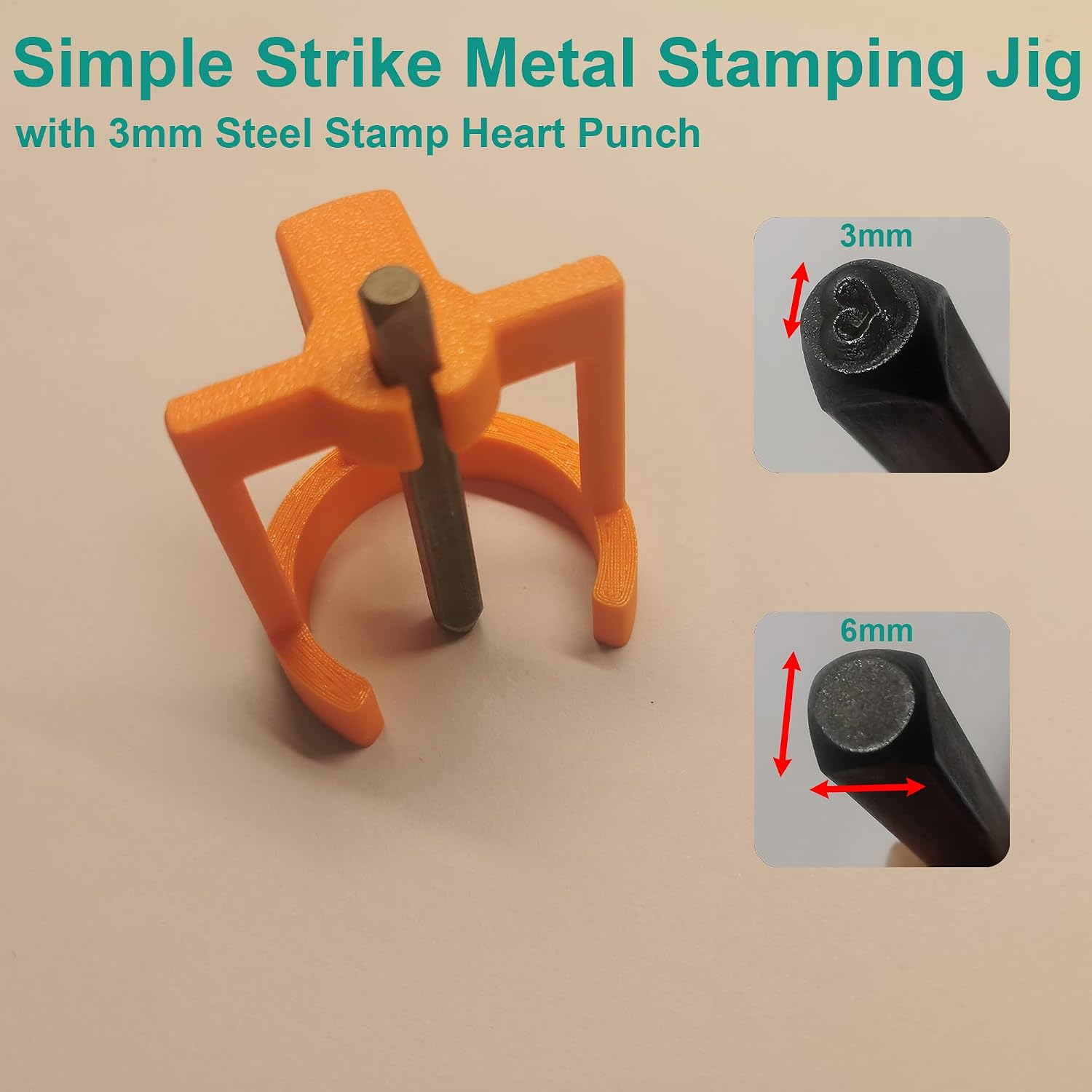XWWXGG 6mm Simple Strike Metal Stamping Jig, Easy-Grip Stamp Holder for Metal Hand Stamping(Orange)