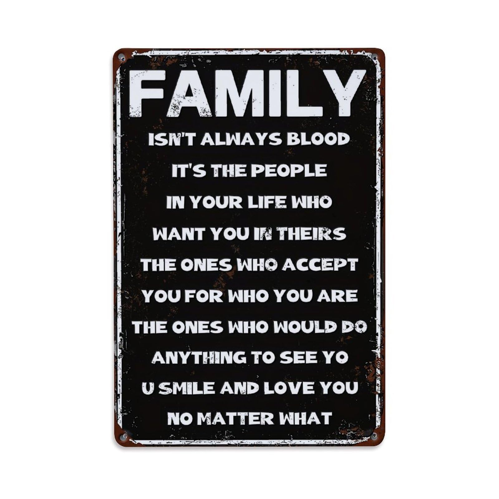 Jdfenggu Vintage Family Is Not Always Blood Retro Metal Tin Sign, Metal Poster For Bar, Home, Man Cave, Kitchen, Laundry Room Art Decor 8X12 Inch