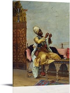 Theodoros Ralli's Traditional Seated Figure Artwork - Orientalist Style Print for Wall Decoration Decorative Painting Canvas Wall Art Living Rooms Bedroom Painting Frame 24x36inch(60x90cm)