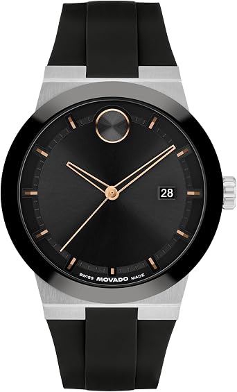 Movado Bold Fusion Mens Quartz Watch 42.3 mm Case, Silicone Strap, Sleek Modern Timepiece, Gift for Him