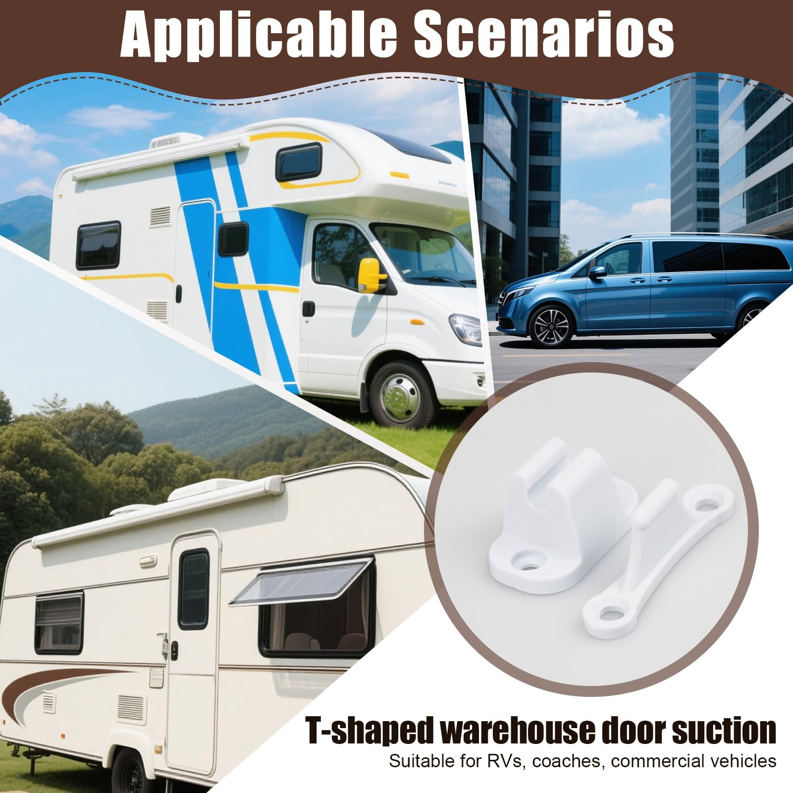 Lotnery Square-Shaped Motorhome Door Retainer Catch, 2 works Durable Nylon Door Stops for RV Caravan & Campervan Accessories - Image 4