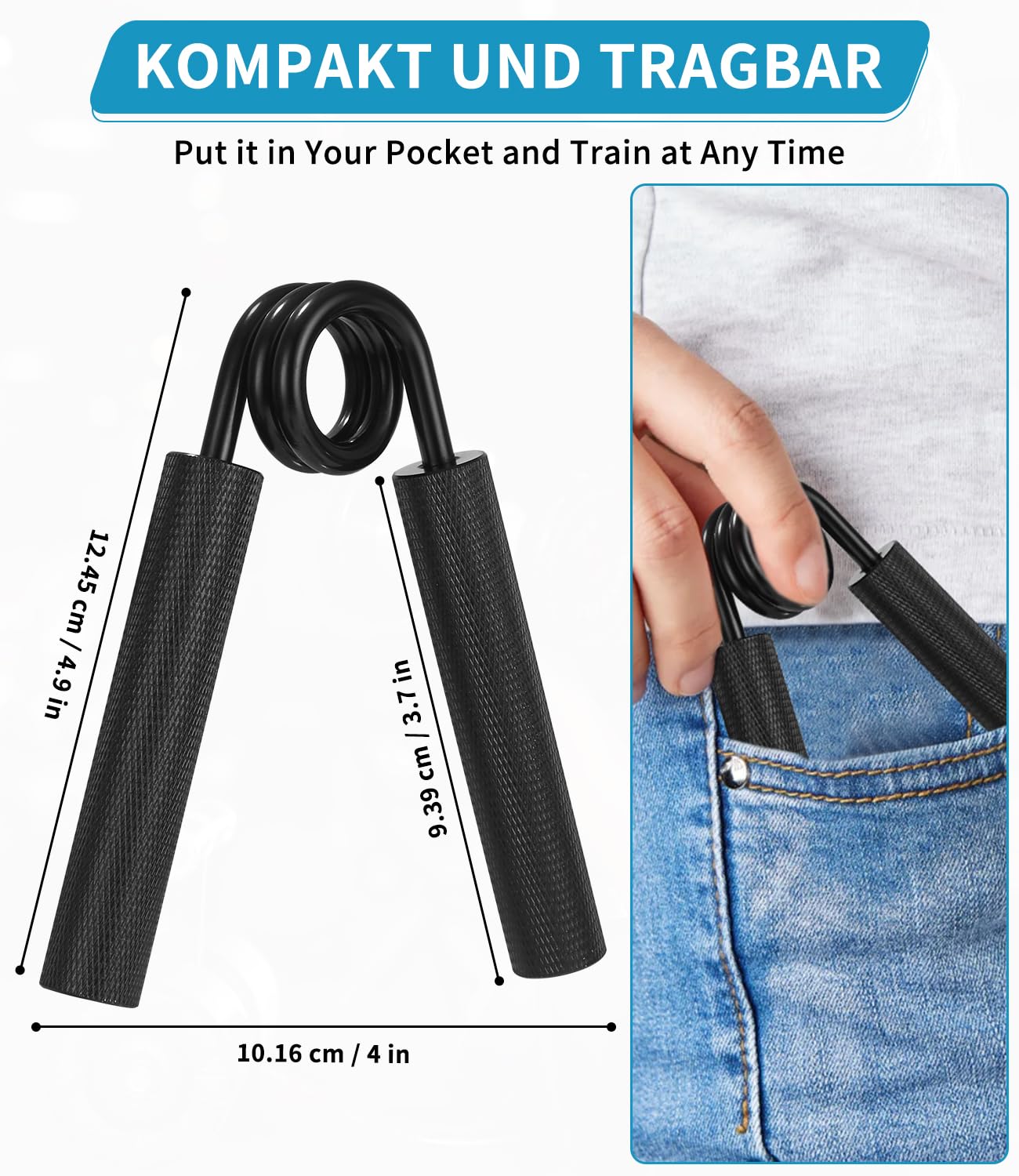 4Pack Handtrainer Unterarmtrainer set, Grip Griffkraft Trainer für Handgriff-Stärker, Muskelaufbau und Hand-Rehabilitationsübungen（50/100/150/200LBS）
