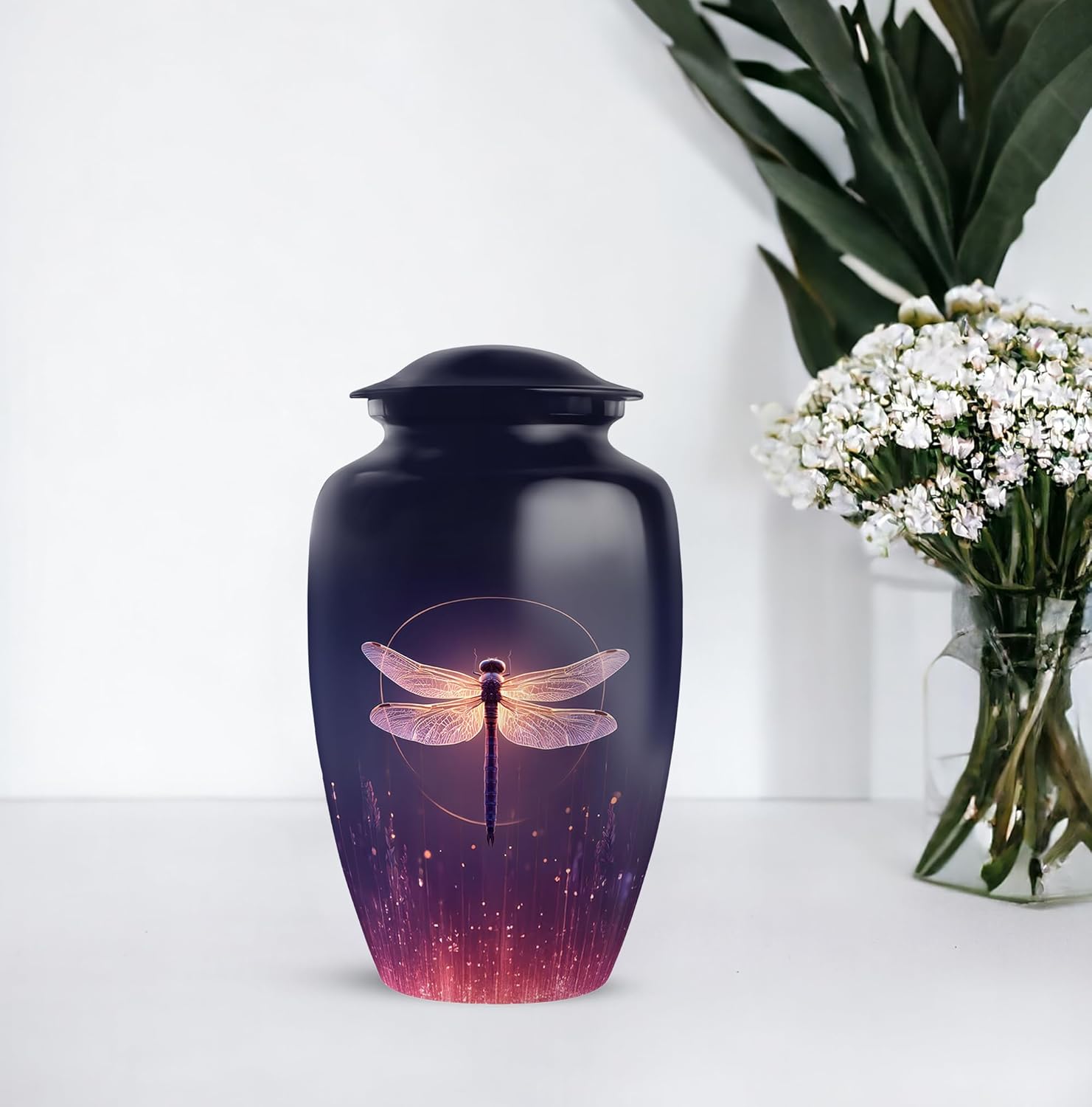 Dragonfly Montmartre Burial Urns for Human Ashes Adult Male 1 Large 4 Keepsake - Purple Funeral Urns for Adult Male - Funeral Urn for Ashes for Women - 10 & 3 Inch Combo