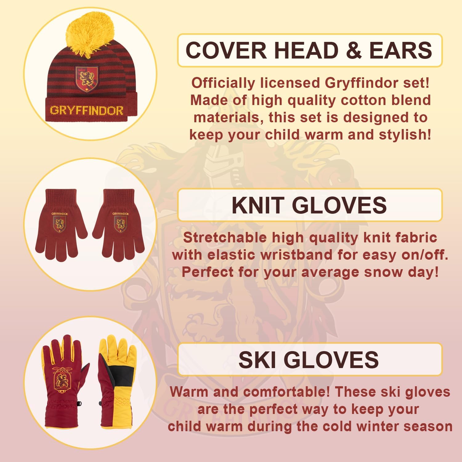 Hufflepuff Merchandise Winter Set (Hat, Scarf Gloves