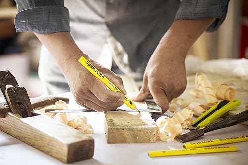 Miniatura 8 de Clarke Brothers Juego de 6 lápices de carpintero, lápices de construcción con nivel de espíritu integrado, herramientas de carpintero prémium para