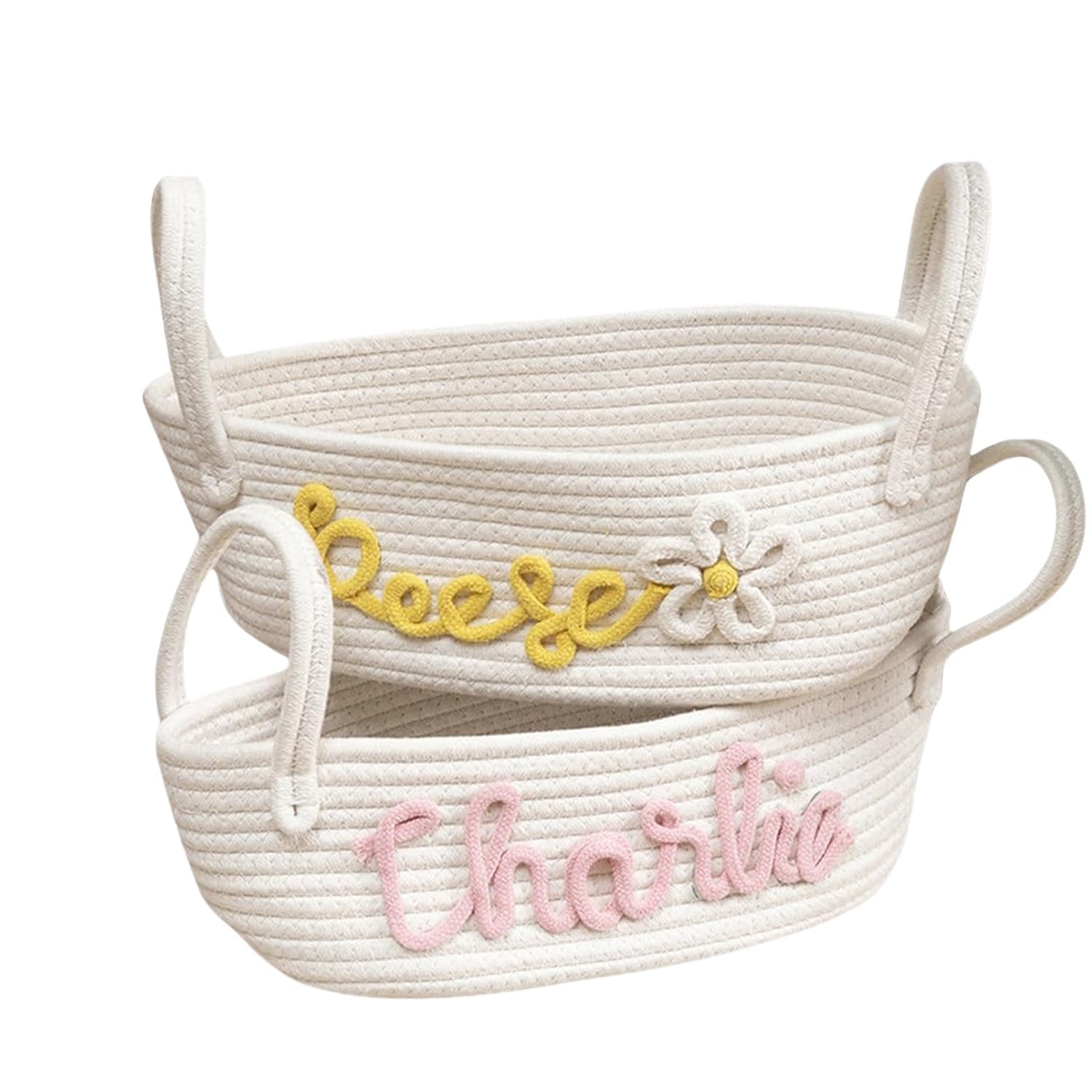Minxltd 32X15x11cm Personalized Woven Storage Basket With Name, Custom Baby Shower Toy And Nursery Storage Basket(32X15x11cm)
