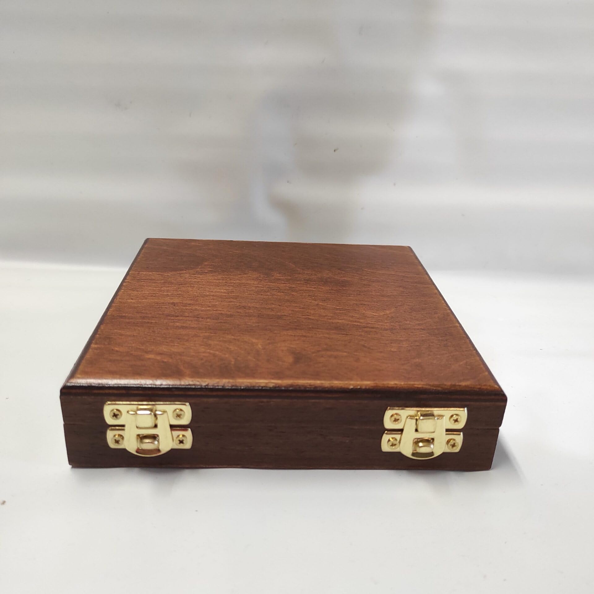 Caja para Monedas de colección 4 Compartimentos 50x50 mm, Madera Artesanal, numismática Hecha a Mano, Estuche para Monedas y medallas de Gran Formato, Certificado de autenticidad