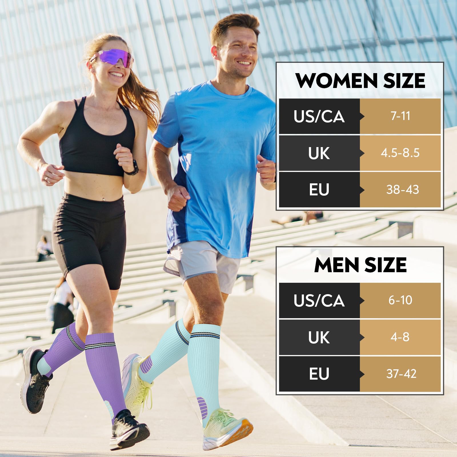 Queenshin 3 Pairs Compression Socks for Women & Men Knee High Support Socks for Flight Travel Running Cycling Nurse Gifts - 3