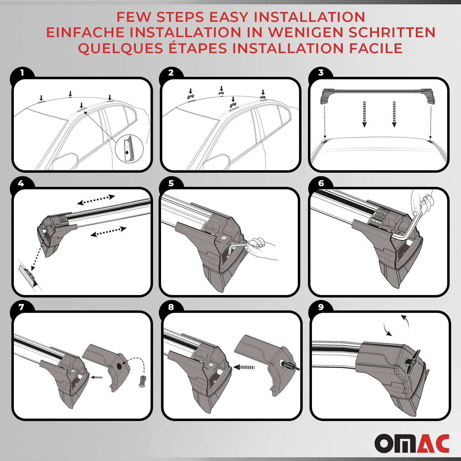 OMAC Barre Portatutto Trasversali Compatibili con FIAT Panda III 2012-2026 – 2 Stangen – Bloccabile – Alluminio Argento