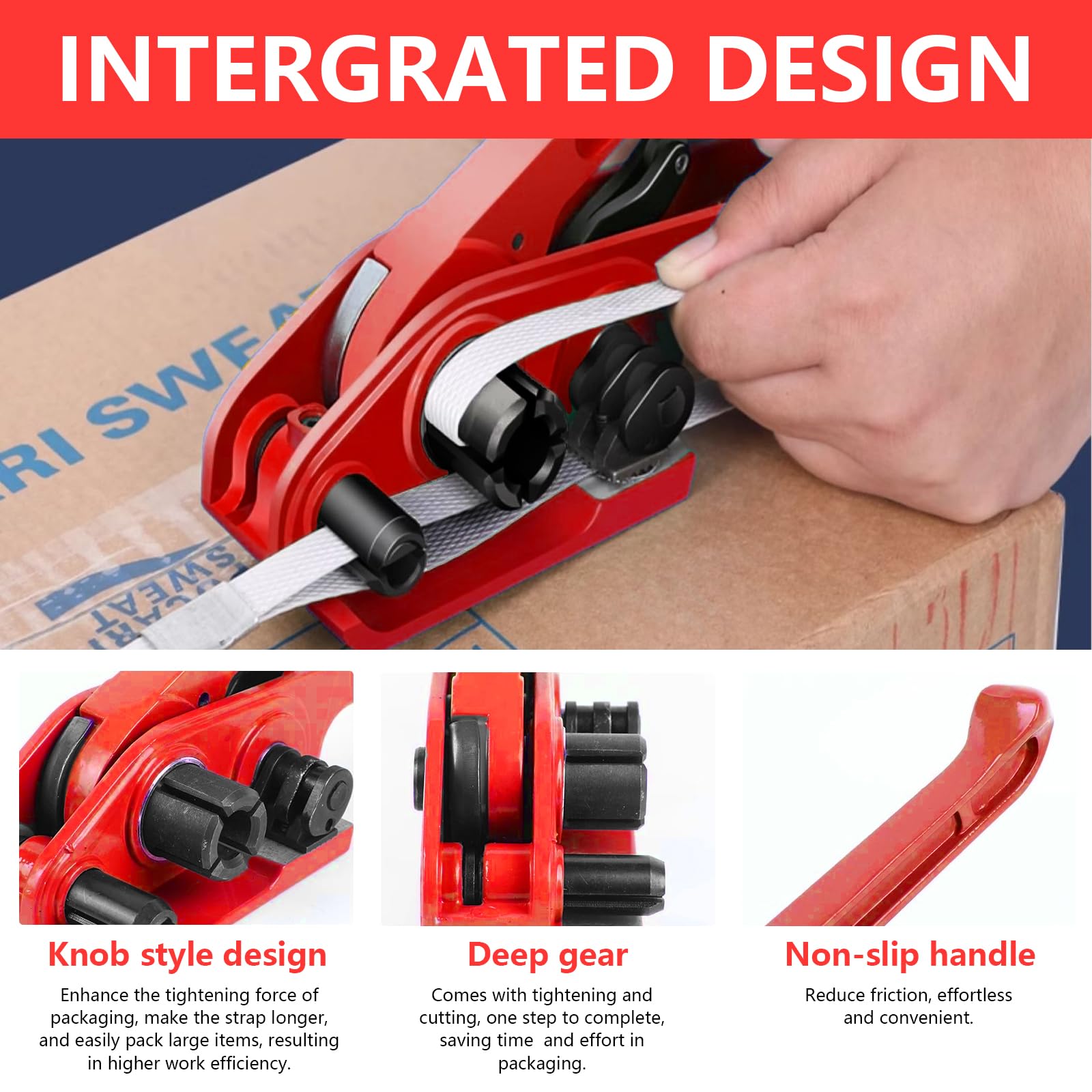 Herramienta De Flejadora Manual, Dispensador De Cinta Adhesiva, Cinta De Flejado Para Embalaje (100 M De Cinta Flejado De 19Mm 100 Botones Fosfatados 19 Mm 20 Esquineros Embalaje De 32 Mm 1 Tensor)