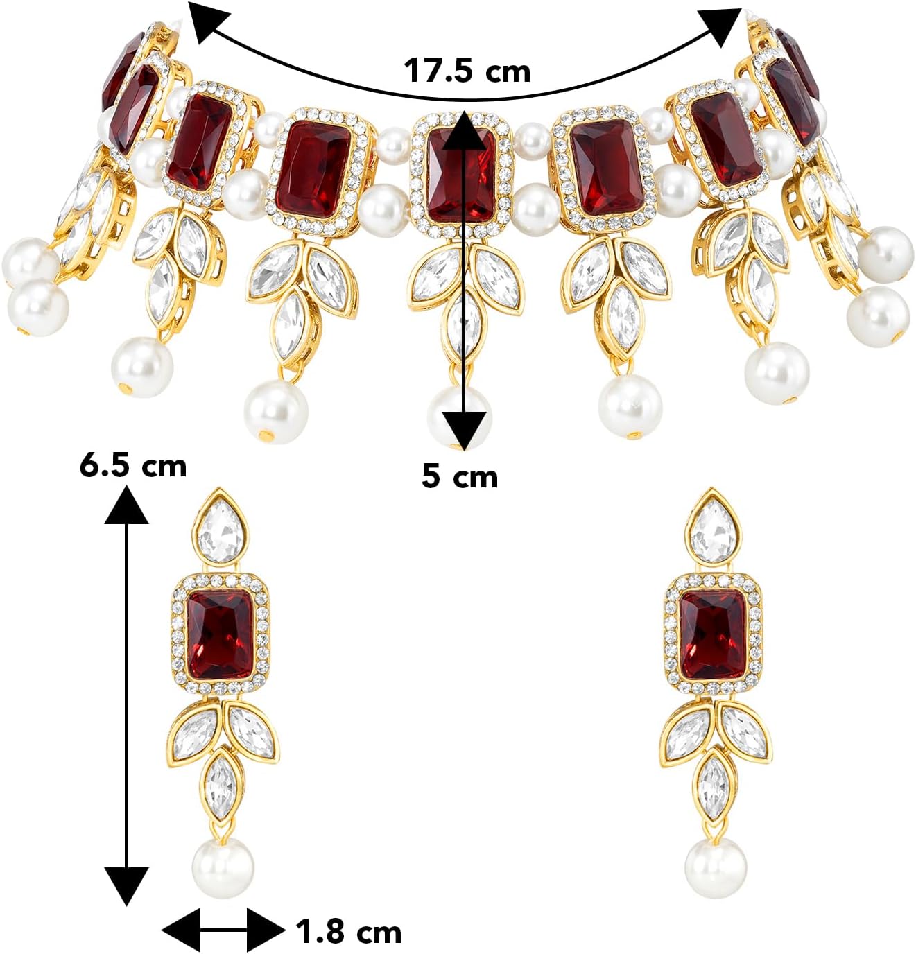 Aheli Kundan Beads Choker Necklace & Dangle Earrings Set Ethnic Traditional Bharatanatyam jewellery set Gift for Women - Image 4