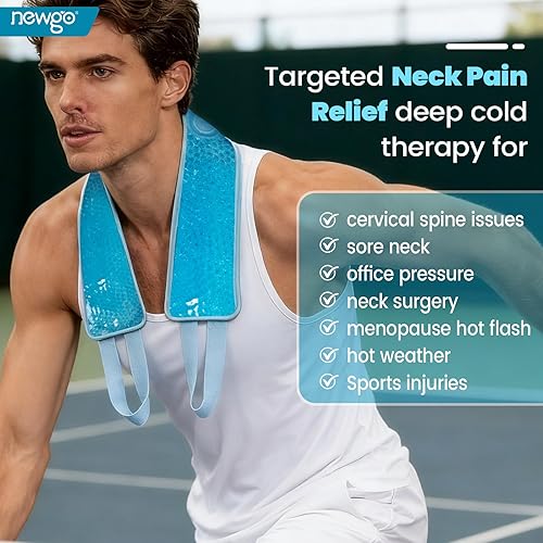 Miniatura 6 de NEWGO Bolsa de hielo para aliviar el dolor de cuello, elegible para FSA, envoltura de hielo de cuello para alivio del dolor cervical, presión