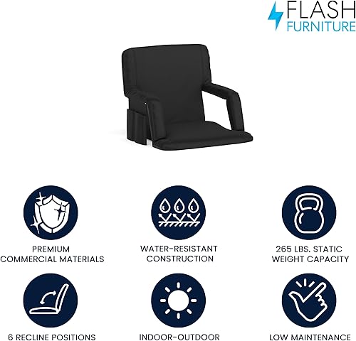 Miniatura 3 de Flash Furniture Malta - Asiento de estadio portátil para gradas o bancos, silla acolchada para estadio con correas para mochila y almacenamiento,