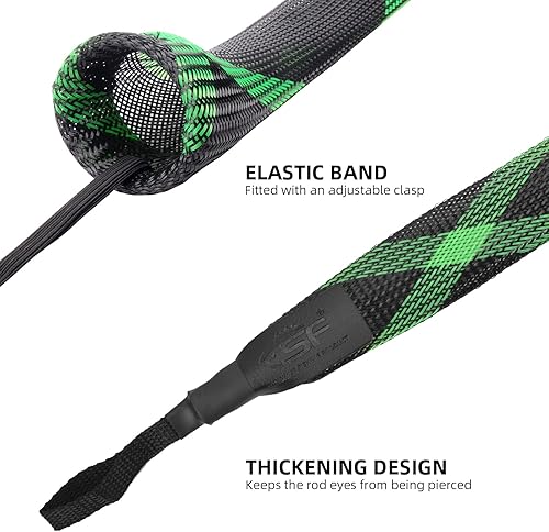 Miniatura 10 de SF Funda para caña de pescar, funda de caña de pescar, cubierta de caña de pescar, protector de caña de malla trenzada, guantes de caña de pescar