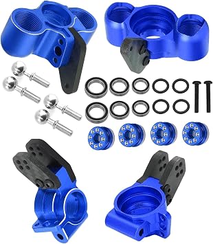 RC Upgrades Part for 1/8 Typhon/Talion 6S BLX,1/7 Felony/Mojave/Infraction/Limitless 6S BLX,Alloy Front Knuckles Steering Blocks &Rear Hub Stub Axle Carriers,Navy Blue