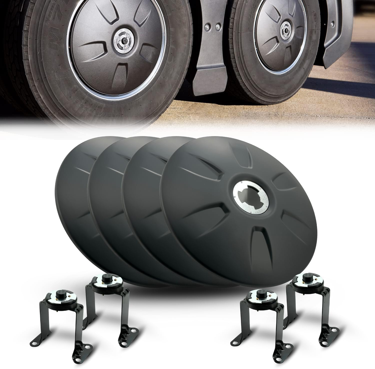 Hubcap Wheel Cover Rear Aerodynamic 33mm Screw-On ABS for Semi Truck (Universal Fit)