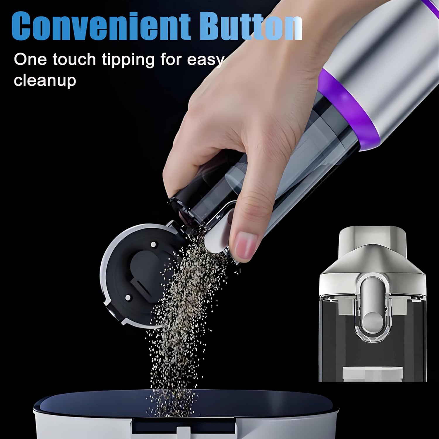 Car Vacuum Portable Cordless,20000Pa Suction Power Handheld Vacuum for Car,Home,Office,Pet Hair Cleaning,with 2 Washable Filter and 9 Replaceable Nozzle, Type-C Charging