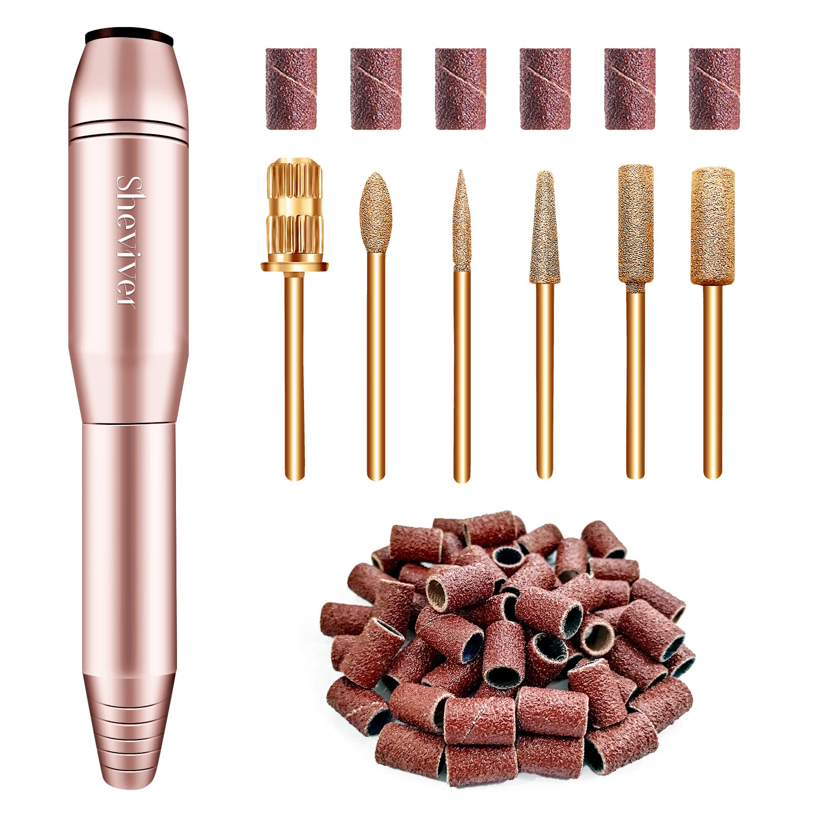 Electric Nail Drill, Electric Nail File for Acrylic Gel Nails, Professional Nail Drills Machine Efile Manicure Pedicure Tools with Gold Nail Drill Bits for Home Salon Use