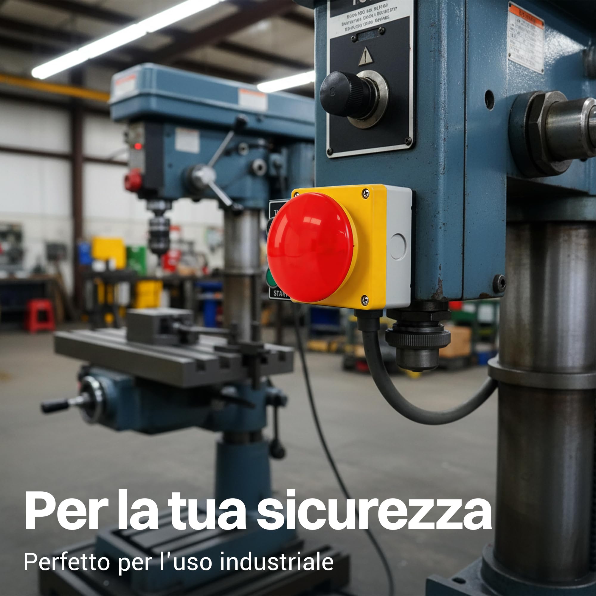 Pulsante manuale grezzo a fungo a pedale Interruttore Arresto di emergenza Cicalino apriporta 1NO+1NC Apertura positiva Rosso/giallo Funzione di bloccaggio IP65