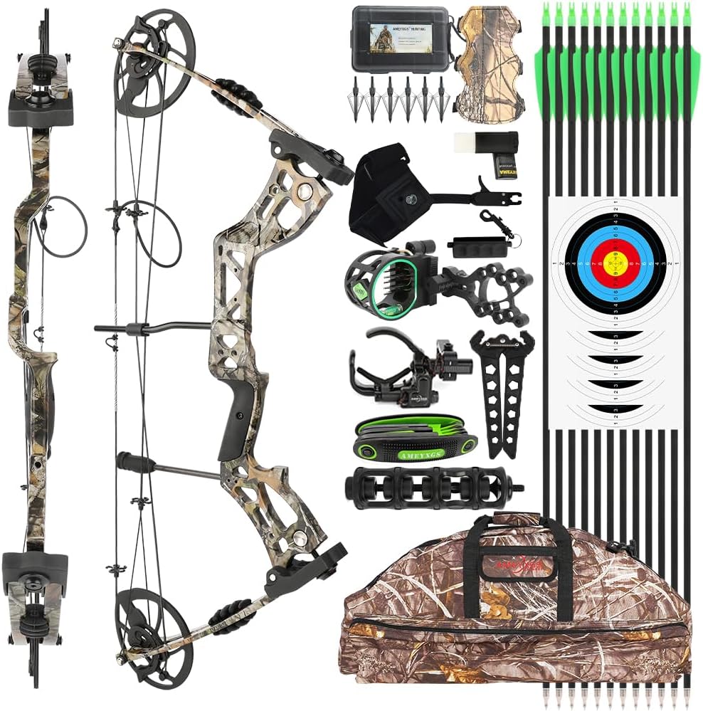 Archery Compound Bow and Arrow Set 30-70lbs Adjustable 75% let-Off for Outdoor Hunting