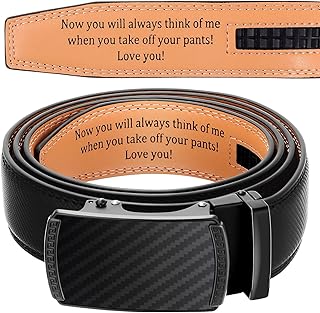 Engraved Mens Ratchet Belt Leather Slide Personalized Belt for Men with Buckle for Husband