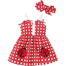 Kucnuzki Baby Girl Clothes Toddler Clothes for Girl Plaid Sleeveless Dress Summer Casual Dresses Cute Kids Clothes