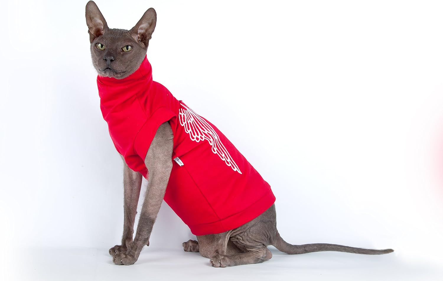 Sphynx Cat's Turtleneck Maxi Sphynx in Red Embroidery (L)