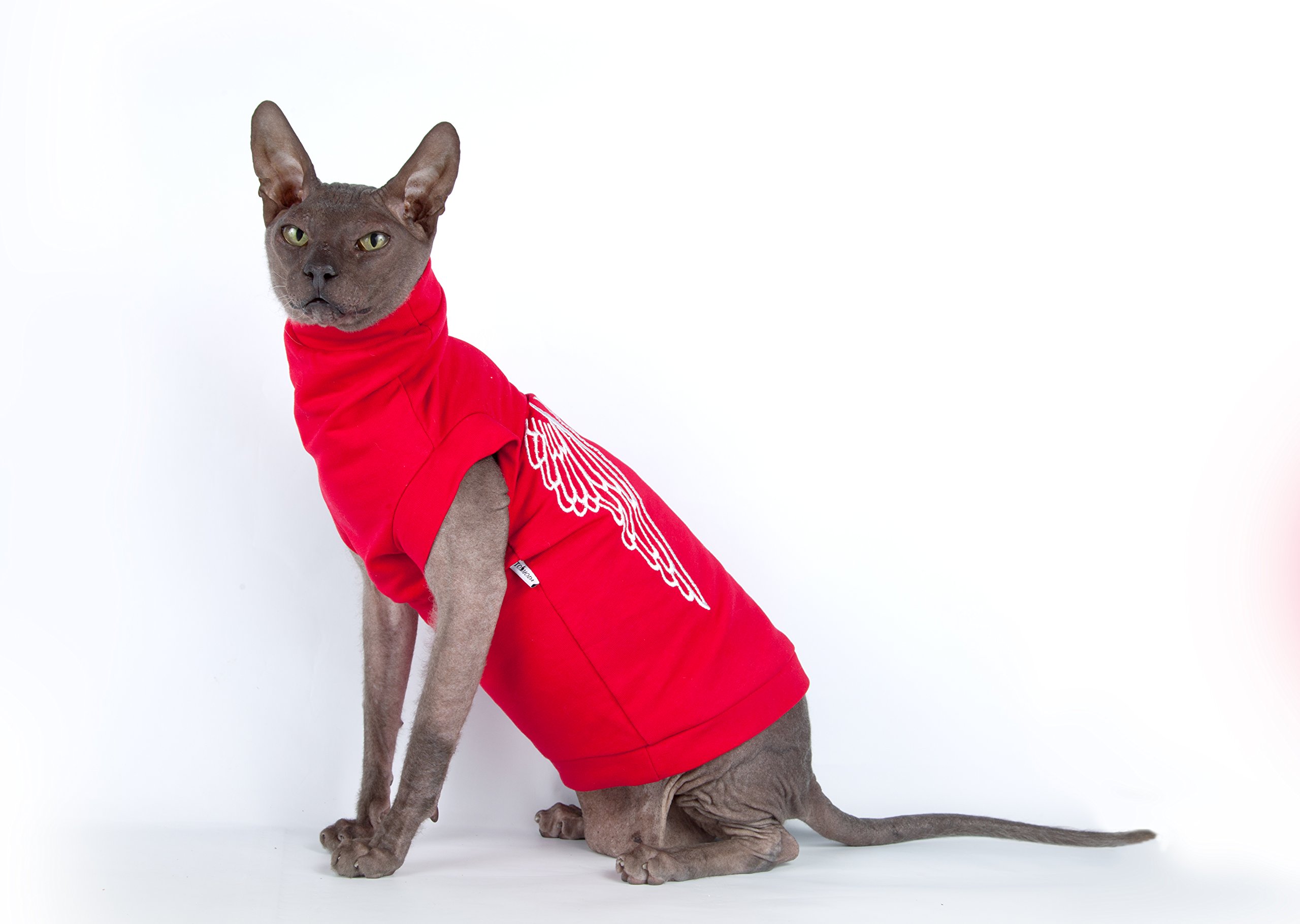 Maxi Sphynx col roulé rouge brodé M pour protéger votre chat du froid