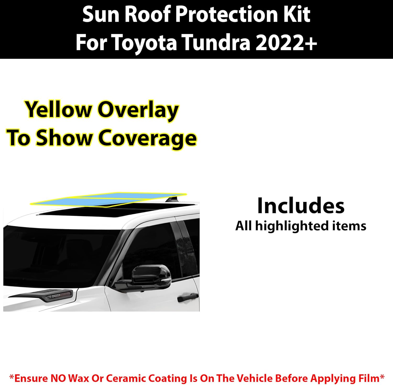 BOGAR TECH DESIGNS Precut Made for Toyota Tundra 2022+ Automotive Sunroof Paint Protection PPF Film Kit Cover for Panoramic Roof, Clear Bra