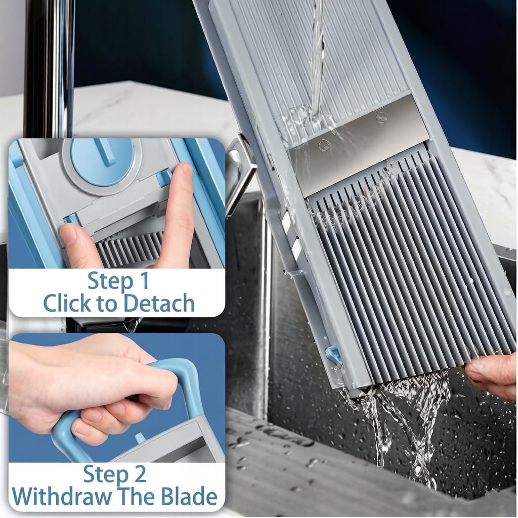 Sandyblo Multifunctional Vegetable Chopper,Mandoline Slicer, Food Chopper for Kitchen, Potato & Onion Slicer, Fry Cutter, Veggie Salad Dicer, Safe Food Prep Kitchen Tool