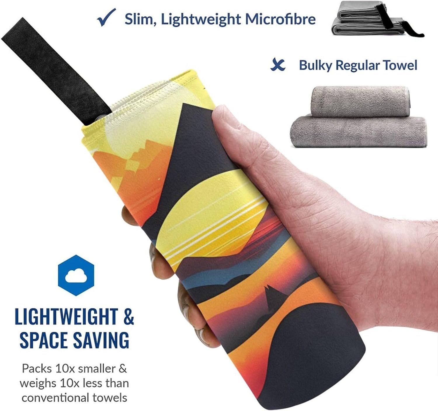 Sunrise Mountain Printed Microfiber Towel,Camping Towel,Fast Drying Towel,Soft Lightweight for Gym,Hiking,Yoga,Backpacking