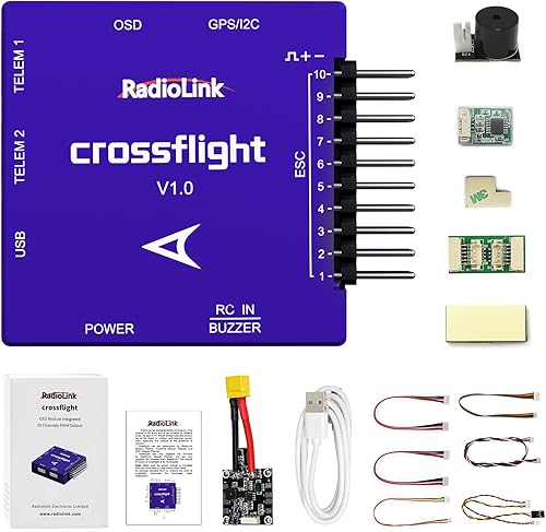 Miniatura 7 de Radiolink Transmisor RC T8S 8 CH 2.4GHz y receptor R8EF, y controlador de vuelo cruzado, batería recargable integrada remota para