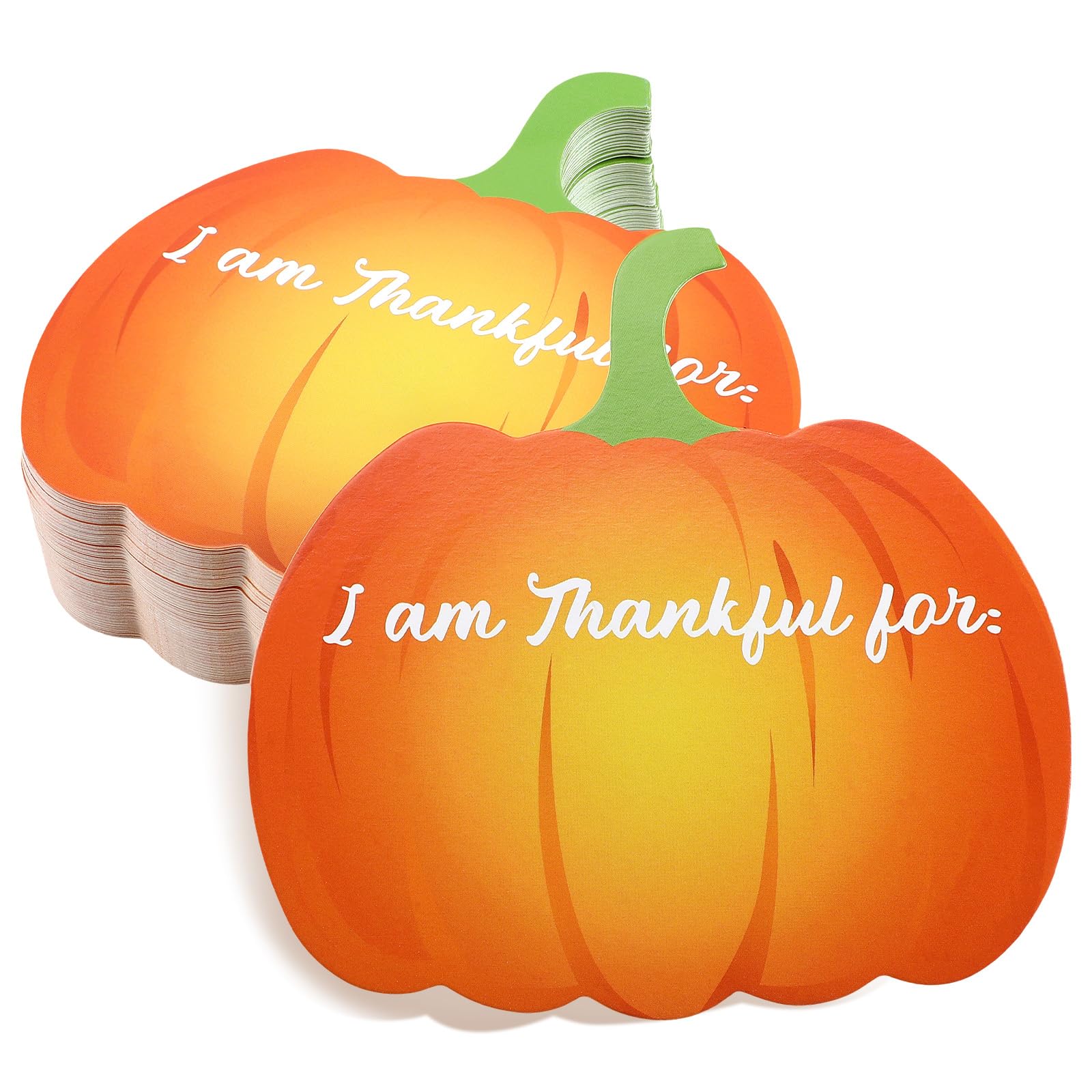 100 Pcs Thanksgiving Table Cards Thankful for Fill in Gratitude Cards Thankful for Table Place Cards Fall Paper Cutouts Table Decor for Autumn Harvest Catering Events Dinning Party Favors(Pumpkin)