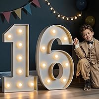 Vista 8 de Imprsv Números de marquesina iluminados de 3 pies para decoraciones de fiesta de cumpleaños 50, números de mosaico para globos, marco de globos