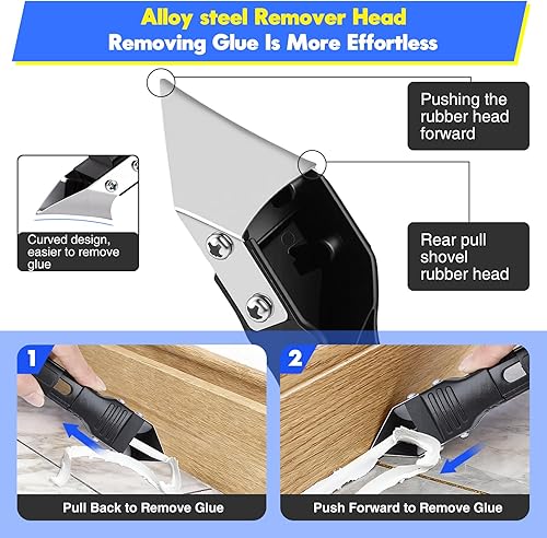 Miniatura 8 de Herramientas de calafateo de silicona 3 en 1, raspador de ángulo de pegamento de vidrio, removedor de calafateo de cabeza de acero inoxidable