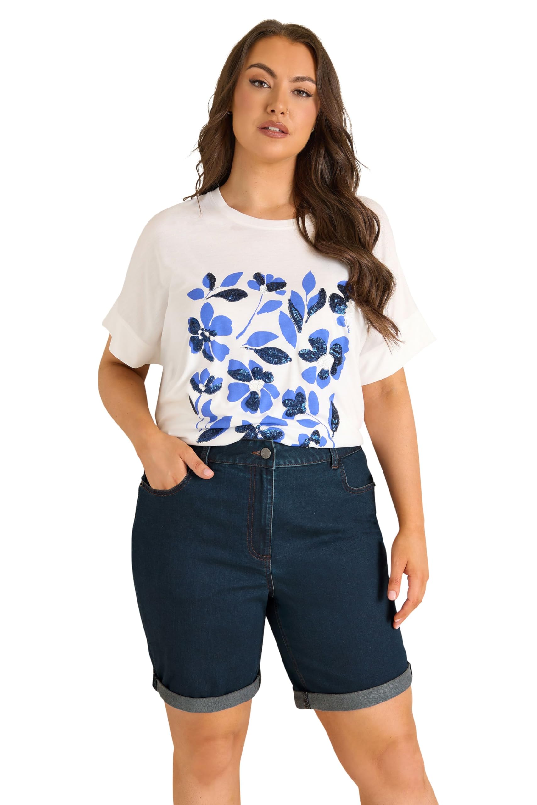 Evans Women's Indigo Curve Fit Blue Denim Shorts - Plus Size Curve