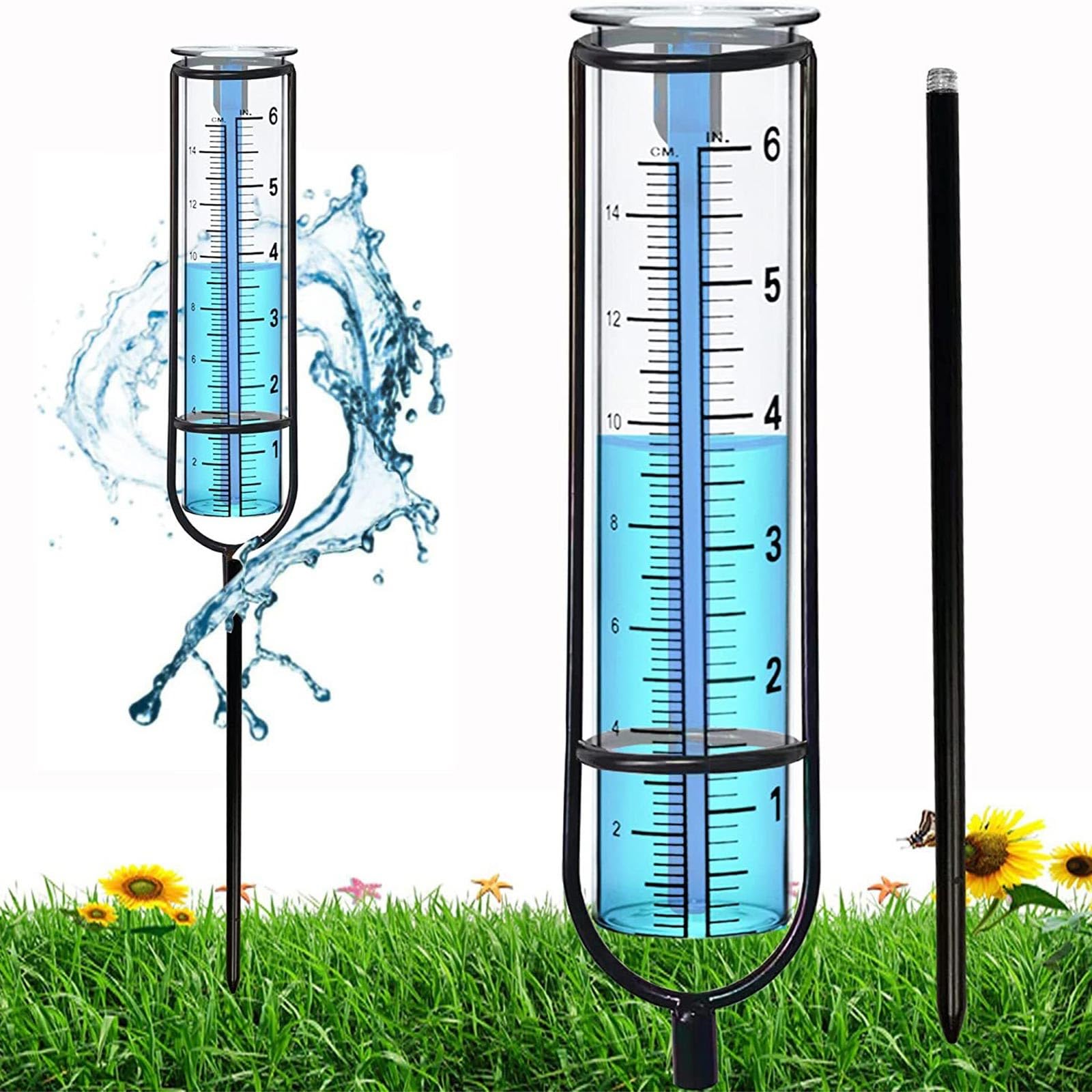 Pluviomètre Extérieur Avec Piquet - Jauge De Mesure De Pluie, Hauteur Réglable - Pour Jardin, Terrasse, Ferme - 10