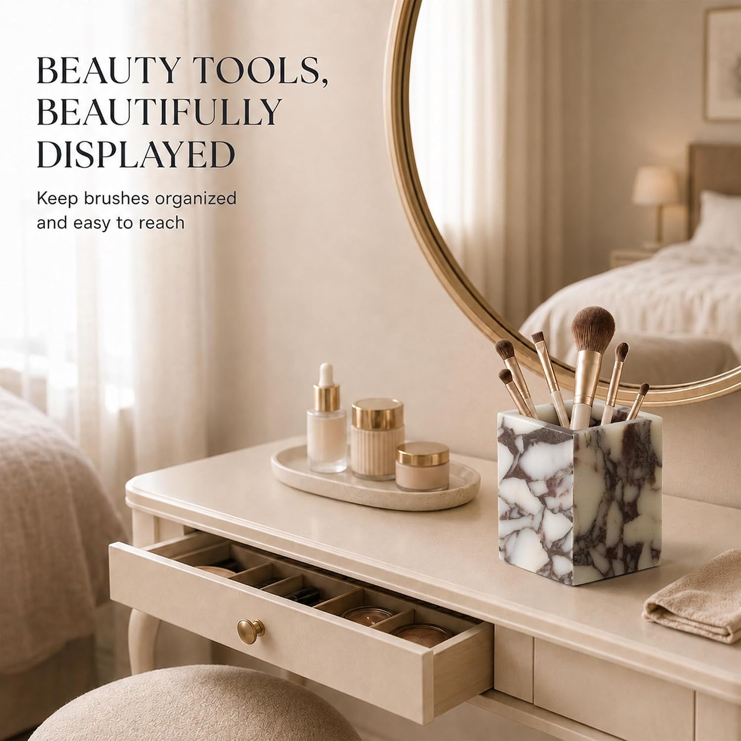 Calacatta Viola Marble Toothbrush Holder for Bathroom Countertop