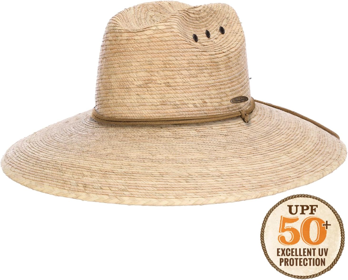 Panama Jack Mens Lifeguard Hat - Packable Straw Sun Hat, 5" Big Brim, UPF 50+ Sun Protection Natural