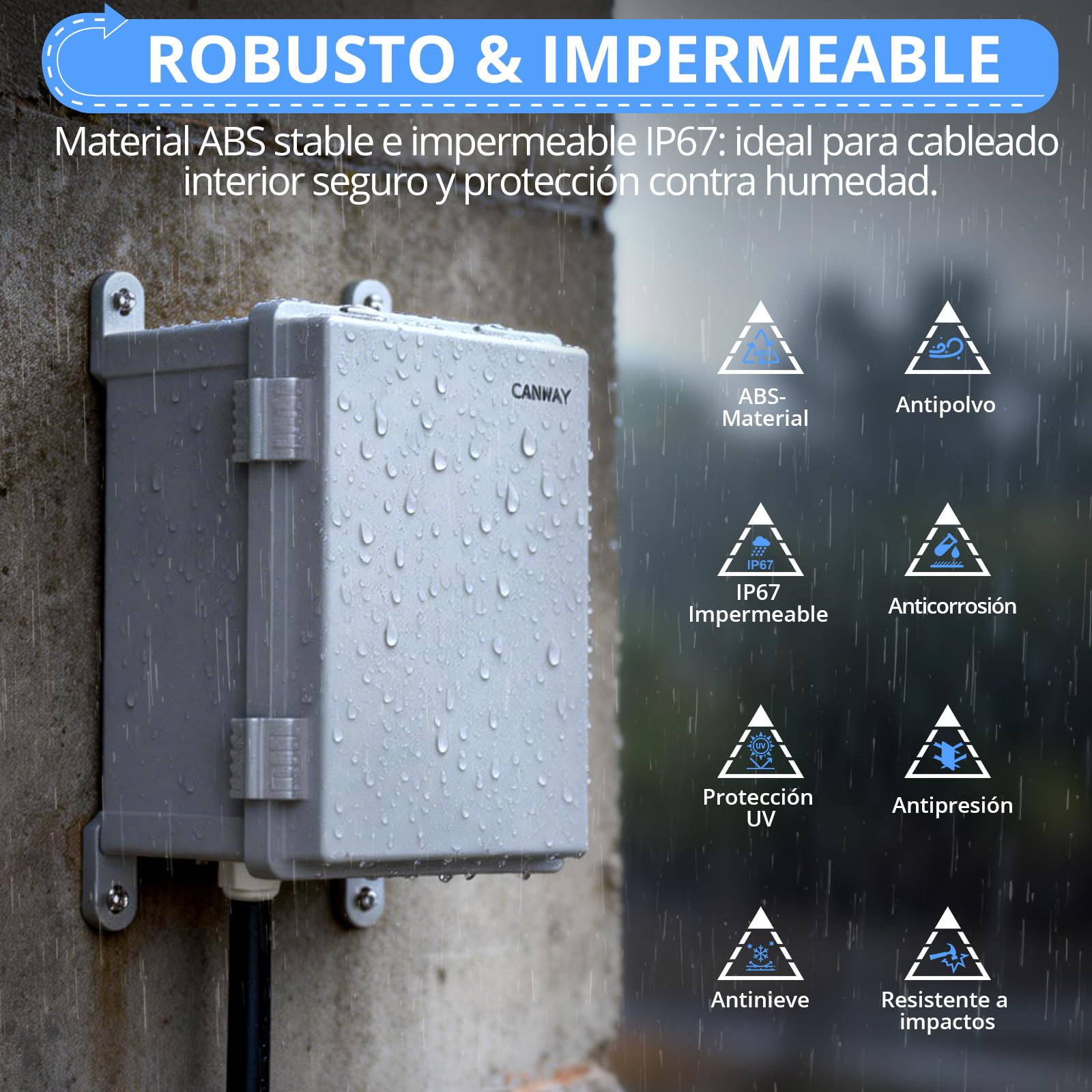 CAMWAY Caja Estanca Exterior Electrica Impermeable IP67, Cuadro Eléctrico Superficie con Carcasa Plástico ABS, Cajas de Empalmes 30 * 20 * 16cm,Blanco
