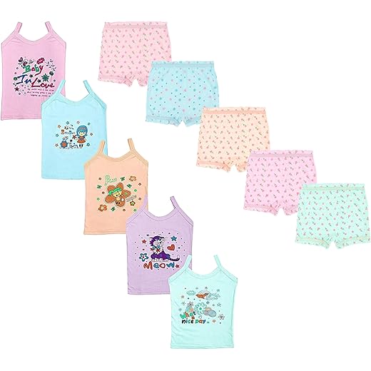 Kids Printed Cotton Camisole & Bloomers Combo Pack of 10