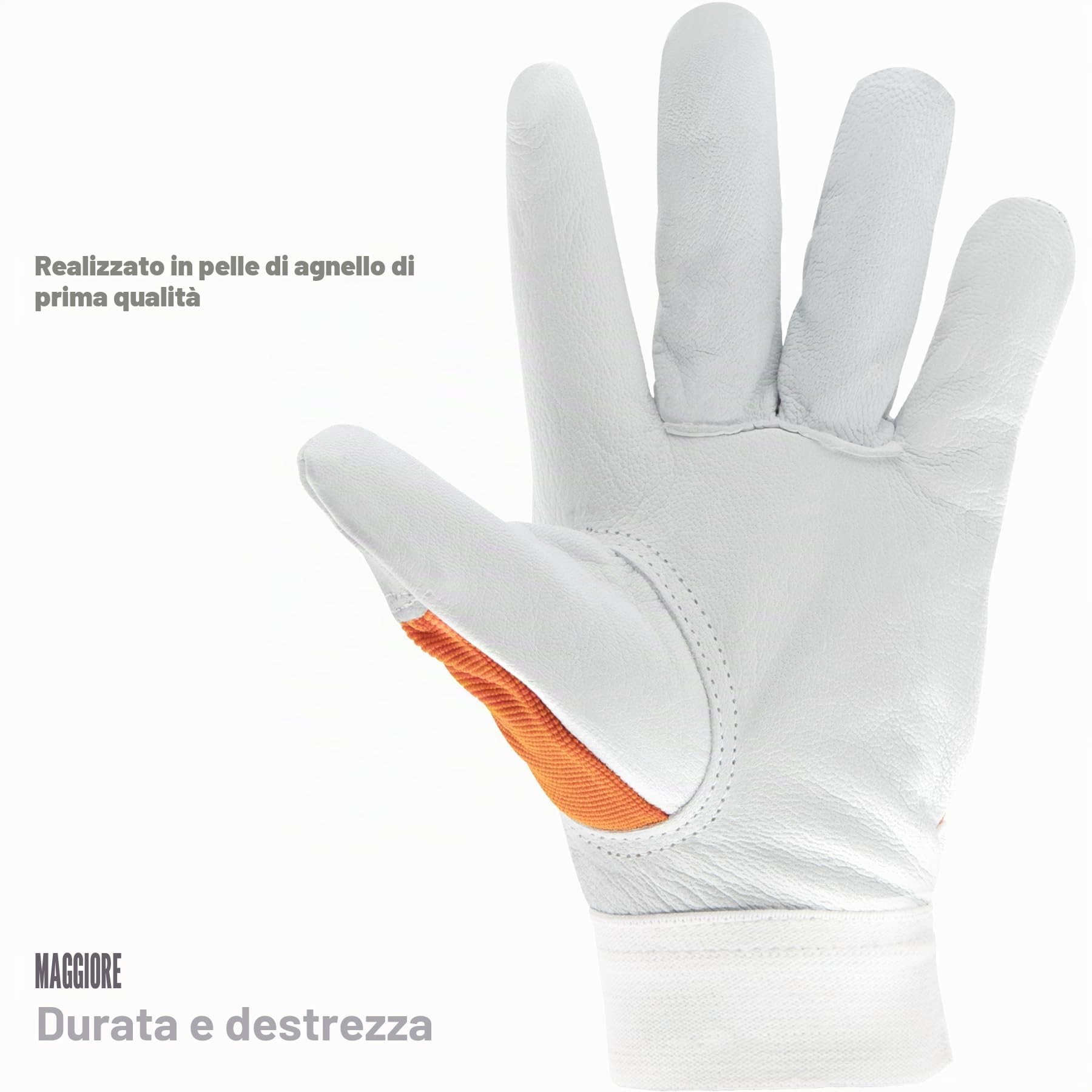 1, 3, 6 o 12 Paia, Guanti da Lavoro, DPI, Guanti in Pelle D'agnello, Protezione Dall'abrasione, Resistenza allo Strappo, Sicurezza sul Lavoro, Meccanica, Termica, Giardinaggio, Edilizia.