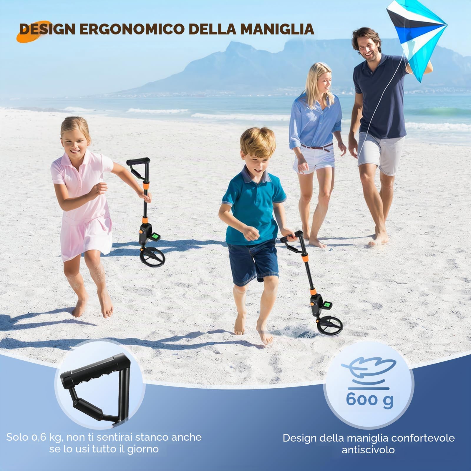 Metal Detector Bambini, Metal Detector per Bambini con Display LCD e Indicazione SUONO,ad alta Precisione con Bobina di Ricerca Impermeabile IP68, per Bambini o Principianti(Con Accessori)