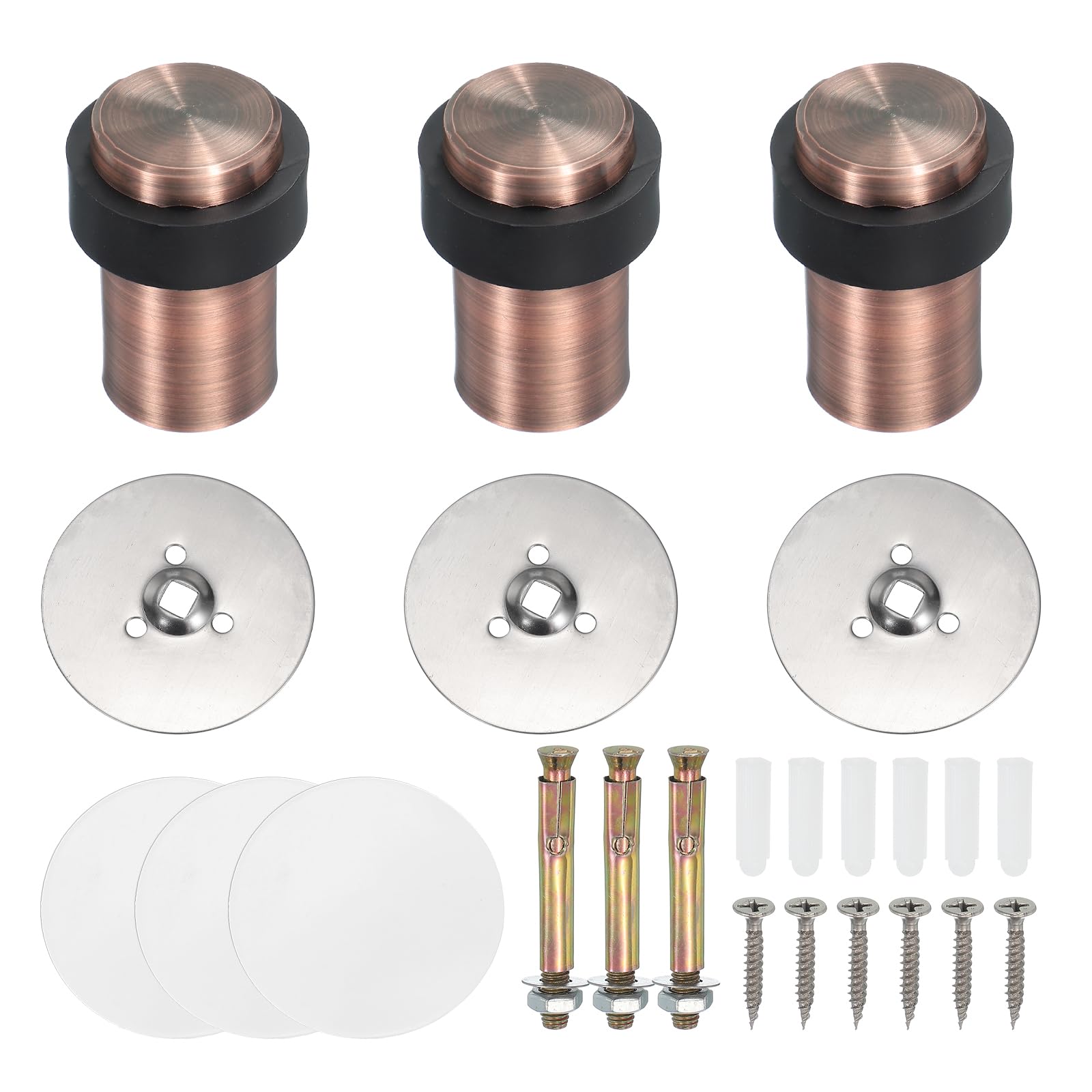 Butée de porte ronde en acier inoxydable anti-choc fixation double adhésive et vis