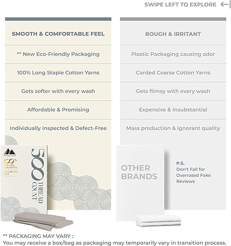 Miniatura 36 de Mayfair Linen 100% Cotton King Size Pillow Cases Set of 2-500 Thread Count Pillow Cases King Size Set of 2 (Dark Grey), Luxuriously Soft Hotel