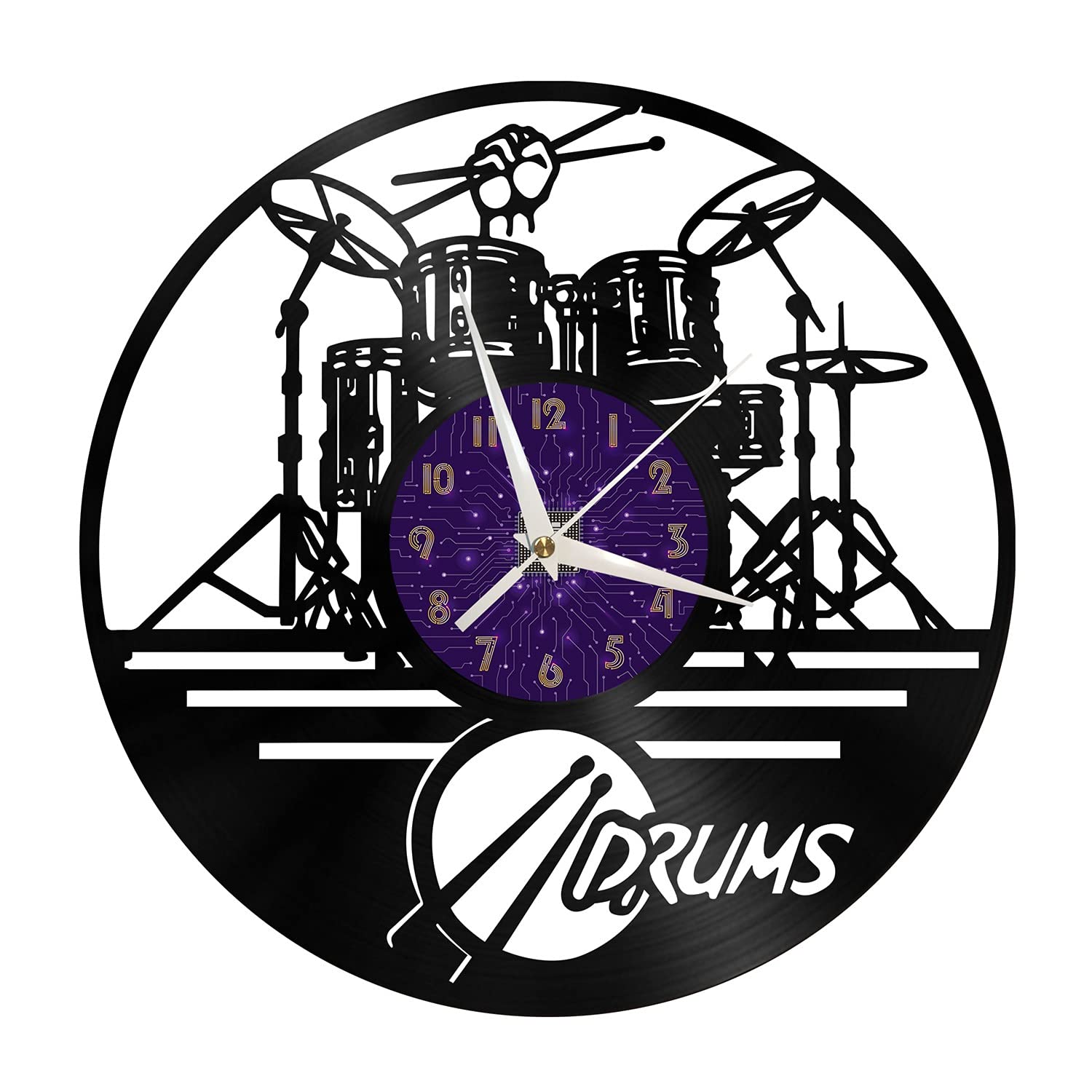 Horloge Murale Vinyle Grand Format pour une Décoration Salon Style Musique Retro