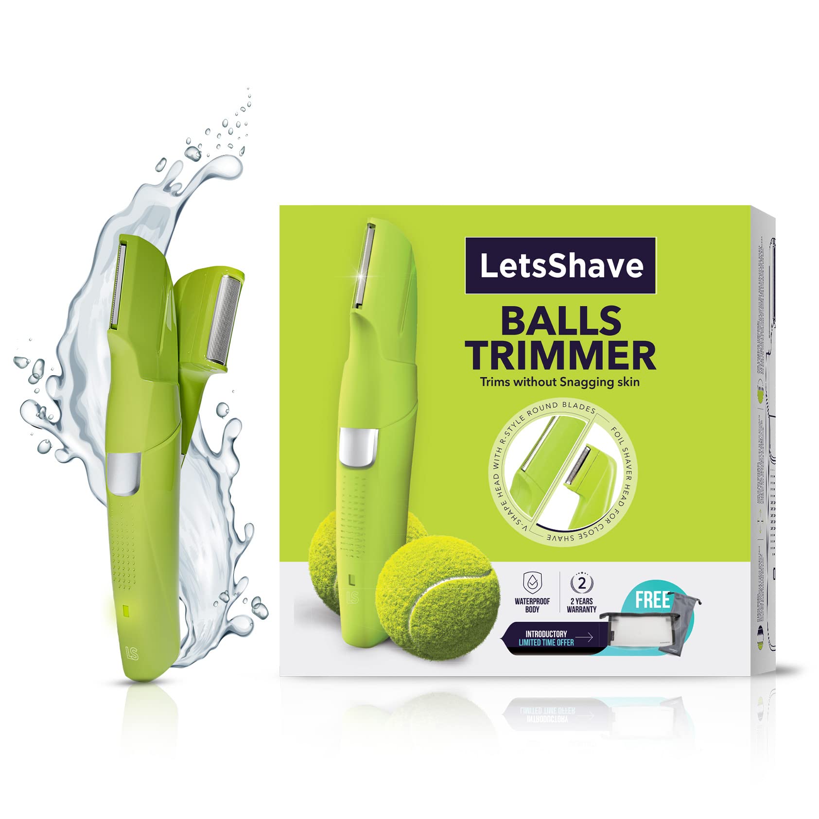 LetsShave Ball, Body & Pubic Hair Trimmer for Men| Electric Rechargeable Ball Shaver| 90min Run Time