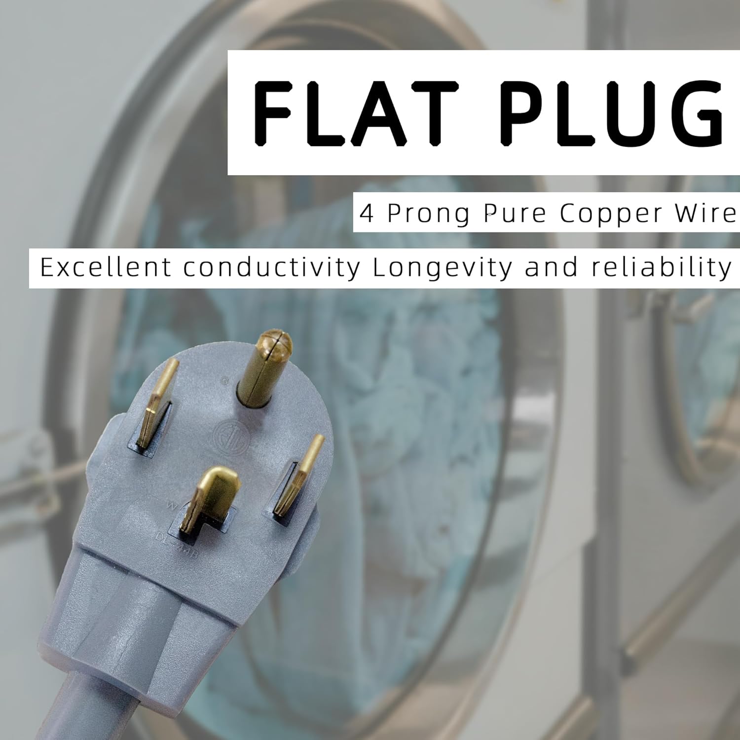 4 Prong Dryer Cord 6 FT Extension Cord, 30 Amp 10/4 AWG Appliance Extension Cord, Pure Copper Wire, NEMA 14-30 Plug, ETL Certified, Heavy Duty Grey Power Cable